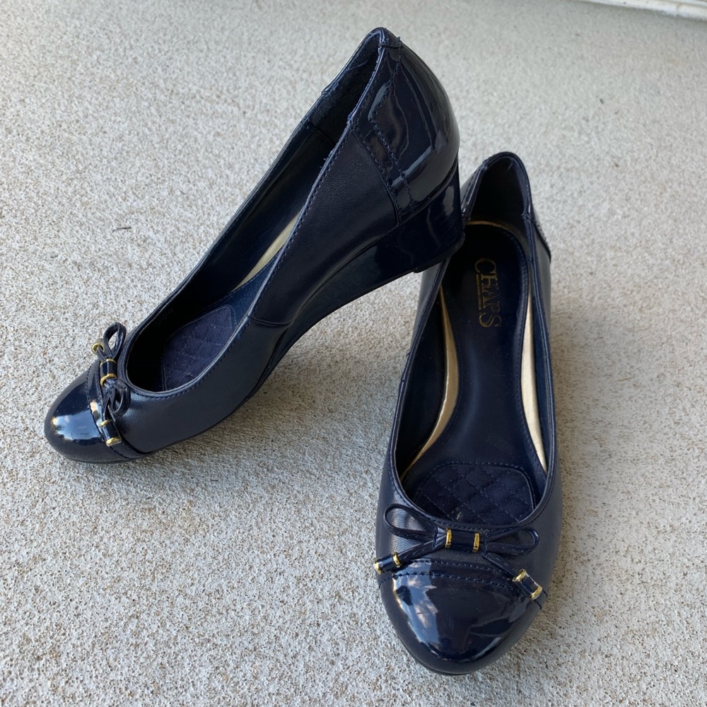 Chaps Navy and Gold Wedges